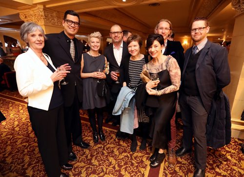 TREVOR HAGAN / WINNIPEG FREE PRESSDavid Alexander Robertson, second from left, and GMB Chomichuk, second from right, at the Manitoba Book Awards, Saturday, April 22, 2017.