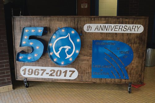 Canstar Community News April 20, 2017 - Sign made in celebration of R.B. Russell Vocational High Schools 50th anniversary celebration. (LIGIA BRAIDOTTI/CANSTAR COMMUNITY NEWS/TIMES)