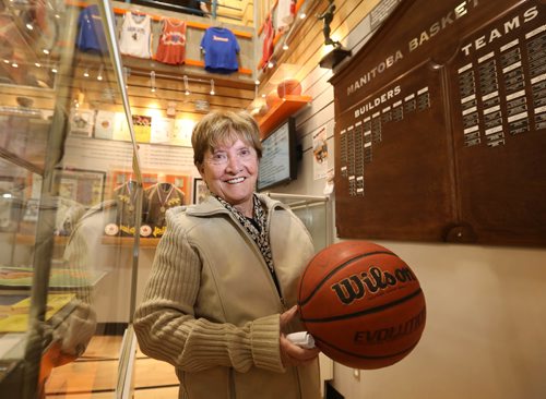 RUTH BONNEVILLE /  WINNIPEG FREE PRESS

Betty Alvestad represented her husband, Dennis Alvestad, head coach of the Dakota Lancers for many years  who was inducted into the 2017 Manitoba Basketball Hall of fame at U of W Duckworth Centre  Tuesday.  
 
April 25, 2017