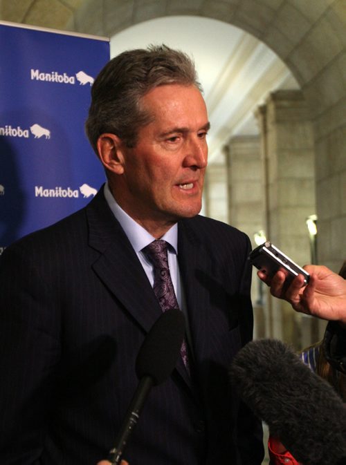 WAYNE GLOWACKI / WINNIPEG FREE PRESS

Premier Brian Pallister at the news conference in the Manitoba Legislative building Tuesday afternoon. Nick Martin / Larry Kusch stories April 25 2017