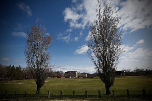 JOHN WOODS / WINNIPEG FREE PRESS
Photo of playing field behind a former residential school located between Academy Road and Wellington Crescent Tuesday, April 25, 2017. The field used to be the home of a school hockey arena.
