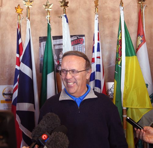 WAYNE GLOWACKI / WINNIPEG FREE PRESS

Louis McNulty, assistant Chef de mission from Québec speaks to media Friday regarding the 2017 Canada Summer Games.  Provincial and Territorial delegations from across Canada are in Winnipeg this week for the M2 conference. Jason Bell story  April 28 2017