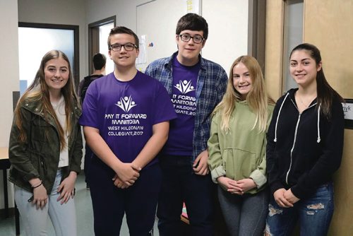 Canstar Community News April 26, 2017 - West Kildonan Collegiate Civic Leadership Grade 11 students (from left to right) Emily Sabourin, Scott Knight, Victor Selby, Maya Hopkins, and Maddy Mowosad. (LIGIA BRAIDOTTI/CANSTAR COMMUNITY NEWS/TIMES)