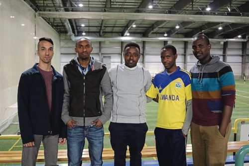 Canstar Community News April 26, 2017 - WASPS F.C. members Mario Pereira, Hubert Akilimali, Fidele Sagamba, Bernard Kwizera and Theophile Tuyisingize. (LIGIA BRAIDOTTI/CANSTAR COMMUNITY NEWS/TIMES)