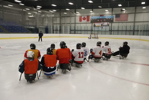TREVOR HAGAN / WINNIPEG FREE PRESS
Team Manitoba sledge hockey practice featuring Omar Al Ziab, 15, a Syrian refugee and amputee who only took to the ice for the first time last August, Monday, May 1, 2017.