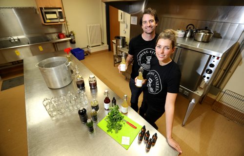 TREVOR HAGAN / WINNIPEG FREE PRESS
Teri-Lynn and Chad Friesen, owners of Abiding Citizen, a line of bitters and shrubs for cocktails, Monday, May 1, 2017.