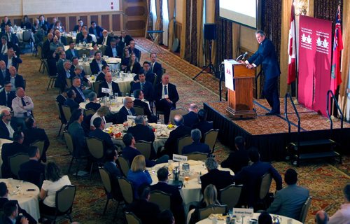 BORIS MINKEVICH / WINNIPEG FREE PRESS
Manitoba Premier Brian Pallister gave the keynote address at a conference at the Fort Garry Hotel hosted by The Canadian Council for Public-Private Partnerships, (CCPPP) and The Winnipeg Chamber of Commerce. May 2, 2017