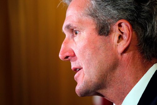 BORIS MINKEVICH / WINNIPEG FREE PRESS
Manitoba Premier Brian Pallister talks to the media after he gave the keynote address at a conference at the Fort Garry Hotel hosted by The Canadian Council for Public-Private Partnerships, (CCPPP) and The Winnipeg Chamber of Commerce. May 2, 2017