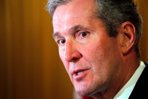 BORIS MINKEVICH / WINNIPEG FREE PRESS
Manitoba Premier Brian Pallister talks to the media after he gave the keynote address at a conference at the Fort Garry Hotel hosted by The Canadian Council for Public-Private Partnerships, (CCPPP) and The Winnipeg Chamber of Commerce. May 2, 2017