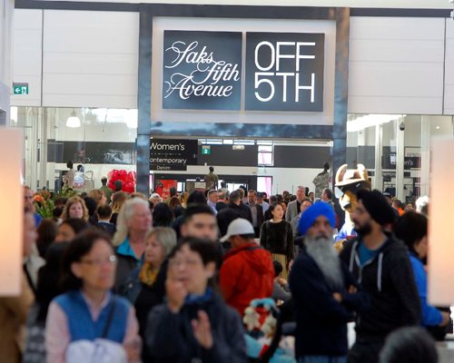 BORIS MINKEVICH / WINNIPEG FREE PRESS
Outlet Collection opens it's doors to the public today. The outlet mall is located on the corner of Kenaston and Sterling Lyon Parkway. Here shoppers pack the mall hallways in search of deals in front of Saks Fifth Avenue OFF 5TH. MURRAY MCNEILL STORY. May 3, 2017