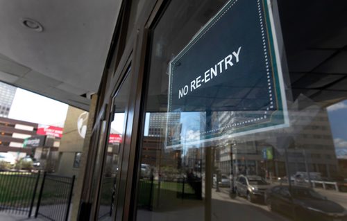 PHIL HOSSACK / WINNIPEG FREE PRESS  -  Signs enforcing the "no re-entry" policy at True North's Burton Cummoings Theatre.The MTS Centre among other True North venues will start to enforce a no re-entry policy. See story..  -  May 3, 2017