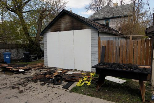 BORIS MINKEVICH / WINNIPEG FREE PRESS
Fires in the north end. Garage in the back of 302 302.5 Atlantic Ave was burned. Major damage. May 4, 2017