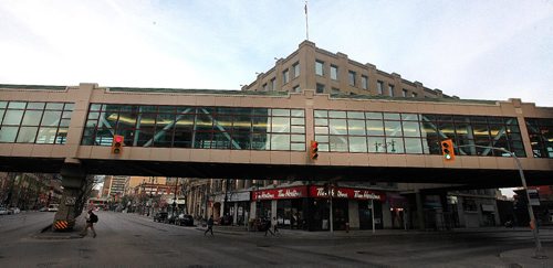 PHIL HOSSACK / WINNIPEG FREE PRESS  -  Walkways : Portage at Vaughn looking East.  -  May 4, 2017