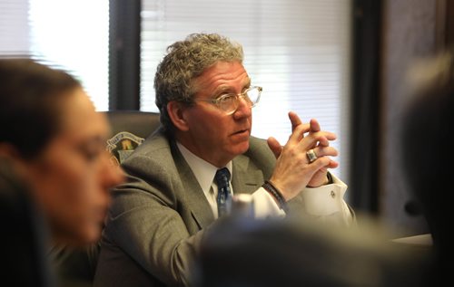 RUTH BONNEVILLE /  WINNIPEG FREE PRESS

David Asper chairs the Winnipeg Police Board for the first time on the second floor of council chamber building Friday. 
See Aldo's story


May 05, 2017