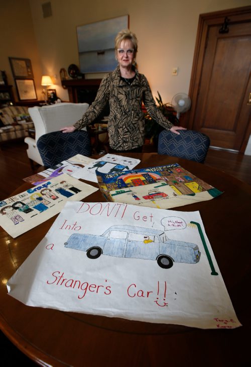WAYNE GLOWACKI / WINNIPEG FREE PRESS

Speaker Myrna Driedger in her office, she was the first CEO of Child Find Manitoba. Myrna poses with old drawings she has saved made by children for MISSING CHILDRENS Day.  Melissa Martin  story  May 8 2017