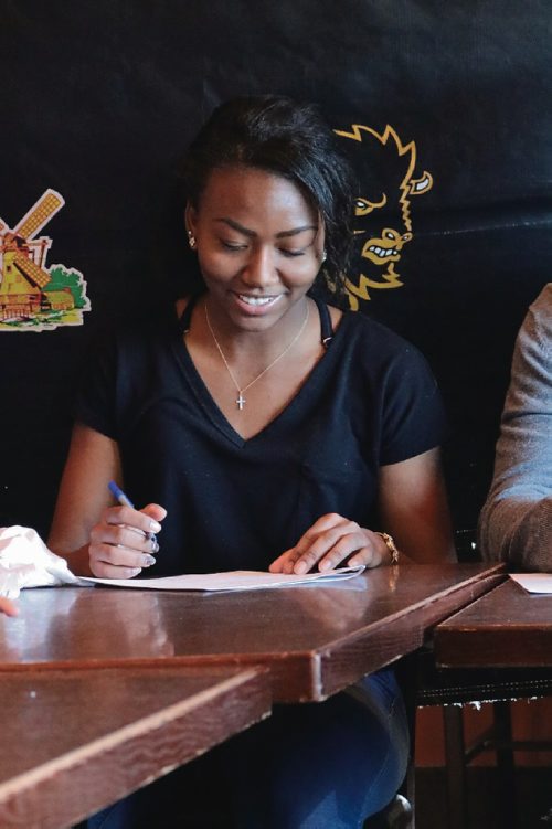 Canstar Community News MAY 3, 2017 - Brianna Tynes signs her commitment with the Bison track and field team on May 3, 2017. (LIGIA BRAIDOTTI/CANSTAR COMMUNITY NEWS/TIMES)