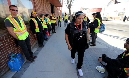 TREVOR HAGAN / WINNIPEG FREE PRESS
Susan Chief, a Team Leader, and other Bear Clan members go on patrol, Thursday, May 11, 2017.