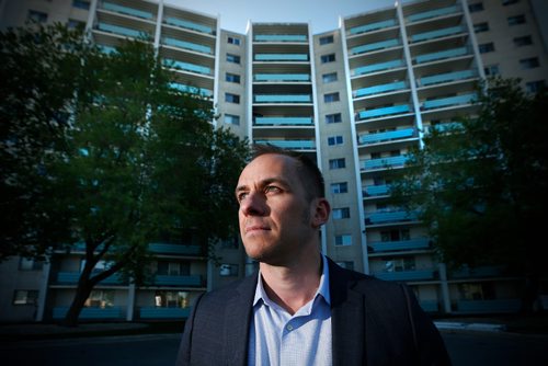 JOHN WOODS / WINNIPEG FREE PRESS
Frank Koch-Schulte, vice president of Edison Properties, is photographed outside one of his apartment blocks Friday, May 12, 2017.  Owners of older apartment buildings have been getting $5000 invoices from the city for work they didn't realized needed to be done.