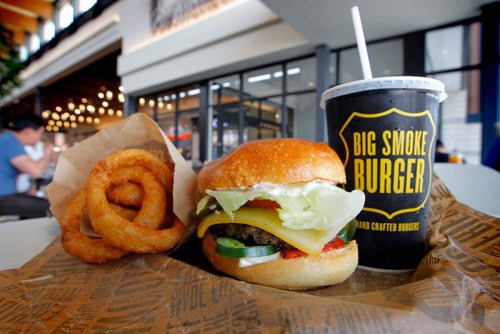 BORIS MINKEVICH / WINNIPEG FREE PRESS
RESTO -  The food court at Outlet Collection Winnipeg. Big Smoke Burger onion rings and bacon cheese burger combo. ALSION GILLMOR STORY. May 15, 2017
