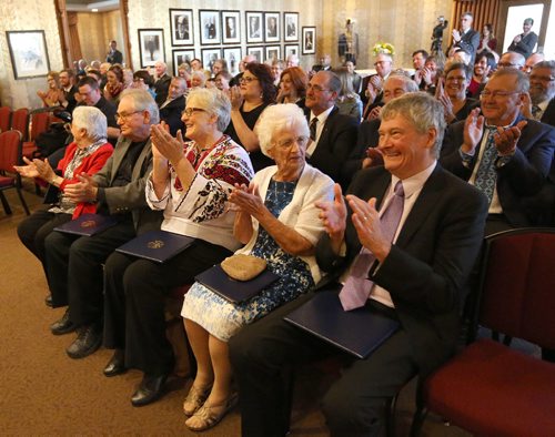 JASON HALSTEAD / WINNIPEG FREE PRESS

Attendees applaud at the award ceremony for the Lieutenant Governors Award for Historical Preservation and Promotion on May 11, 2017 at Government House. (See Social Page)