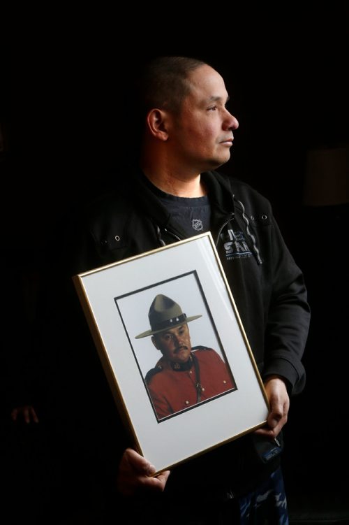 WAYNE GLOWACKI / WINNIPEG FREE PRESS

Saturday Special. Ricky Strongquill, the son of RCMP Const. Dennis Strongquill. Dennis Strongquill was a 52-year-old constable stationed in Waywayseecappo just before Christmas of 2001, when he was shot to death during a routine traffic stop just east of Russell.  Mike McIntyre story. May 16 2017