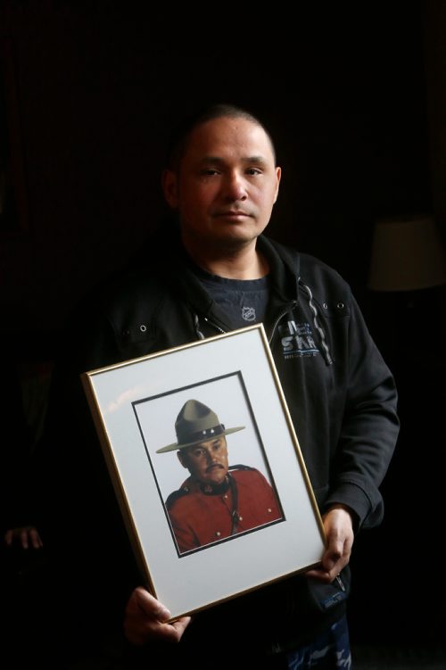 WAYNE GLOWACKI / WINNIPEG FREE PRESS

Saturday Special. Ricky Strongquill, the son of RCMP Const. Dennis Strongquill. Dennis Strongquill was a 52-year-old constable stationed in Waywayseecappo just before Christmas of 2001, when he was shot to death during a routine traffic stop just east of Russell.  Mike McIntyre story. May 16 2017