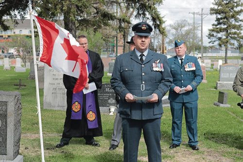 Canstar Community News MAY 9, 2017 - Rich Cooke, RAF squadron leader, spoke at the monument dedication ceremony for Lt. McLeod. (LIGIA BRAIDOTTI/CANSTAR COMMUNITY NEWS/TIMES)