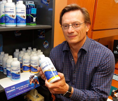 BORIS MINKEVICH / WINNIPEG FREE PRESS
Mark Ahrens-Townsend is CEO of Kane Biotech. Here he poses with the canine products. Story is on the companys strong sale traction of oral care product for dogs and cats and promising future with new distribution deal in the U.S.  MARTIN CASH STORY. May 18, 2017