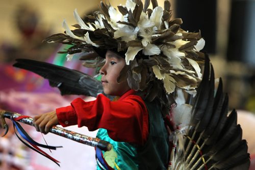 RUTH BONNEVILLE /  WINNIPEG FREE PRESS

Nathaniel Sinclair Junior dances in his traditional dress in the INTERNATIONAL POW WOW  at RBC Conventiton Centre Saturday.   The Manito Ahbee International Pow Wow  is the  2nd biggest in Canada with over  800 dancers performing over the weekend.  
Standup 
May 20, 2017