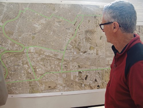 Canstar Community News May 17, 2017 - Terry Woods, of North Point Douglas, attended the Rapid Transit Eastern Corridor workshop at East Elmwood Community Centre to "see how it is going to affect cycling and bicycle traffic." (SHELDON BIRNIE/CANSTAR/THE HERALD)