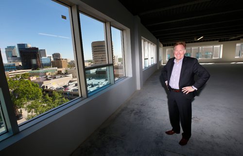 WAYNE GLOWACKI / WINNIPEG FREE PRESS

Commercial real estate agent Joe Banfield, of Banfield Office Properties Group, who is the leasing agent for this redeveloped office building at 287 Broadway. Cambrian Credit Union has leased the entire top floor of the building, and will be moving in later this year. Murray McNeill story   May 26 2017