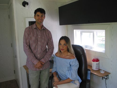 Canstar Community News May 23, 2017 - Mike and Leah Ross are shown inside the trailer they use to test hearing and provide education on hearing loss prevention. (ANDREA GEARY/CANSTAR COMMUNITY NEWS)