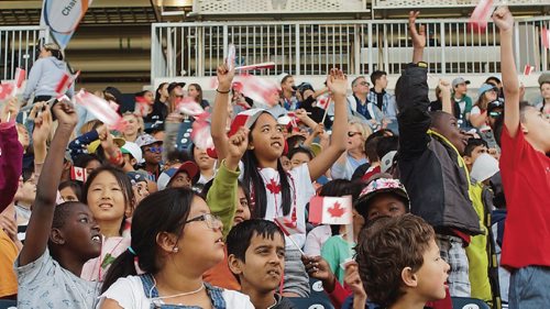 Canstar Community News May 24, 2017 - Diversity, reconciliation, and sustainability were the focus of Pembina Trails School Divisions Canada 150 celebration on May 24. More than 15,000 students assembled at Investors Group Field to mark the 150th anniversary of Confederation and reflect on Canadas heritage.  (DANIELLE DA SILVA/CANSTAR/SOUWESTER)