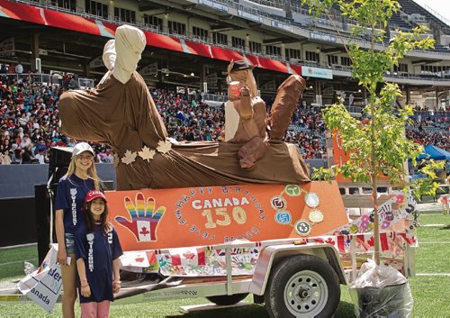 Canstar Community News May 24, 2017 - Diversity, reconciliation, and sustainability were the focus of Pembina Trails School Divisions Canada 150 celebration on May 24. More than 15,000 students assembled at Investors Group Field to mark the 150th anniversary of Confederation and reflect on Canadas heritage.  (DANIELLE DA SILVA/CANSTAR/SOUWESTER)