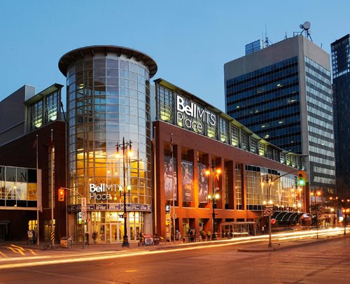 Artist rendering of new signs at Bell MTS Place (formerly MTS Centre) home of the Winnipeg Jets and the Manitoba Moose hockey teams.