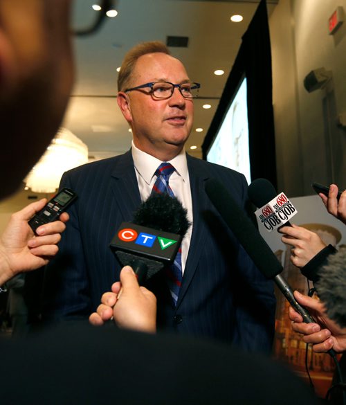 WAYNE GLOWACKI / WINNIPEG FREE PRESS

George Cope, pres. and CEO of Bell Canada and BCE speaks to media at the Winnipeg Chamber of Commerce luncheon Tuesday in the Delta Hotel. Martin Cash story  May 30 2017