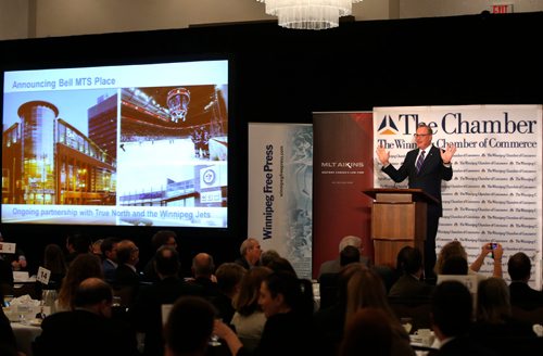 
WAYNE GLOWACKI / WINNIPEG FREE PRESS

George Cope, pres. and CEO of Bell Canada and BCE speaks at the Winnipeg Chamber of Commerce luncheon Tuesday in the Delta Hotel. Martin Cash story  May 30 2017