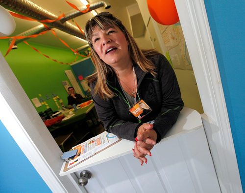 PHIL HOSSACK / WINNIPEG FREE PRESS  -  Bernadette Smith in her Selkirk Ave campaign office Wednesday. See Larry Kusch story.  -  May 31 2017