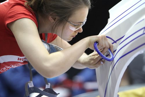 RUTH BONNEVILLE /  WINNIPEG FREE PRESS

Two time national skills gold medal winner in car painting, nineteen-year-old Ashley Weber, uses her precision focus to tape off and area as she works on her skills at the Canada National Skills Competition Thursday to compete in the upcoming Worlds competition in Abu Dhabi in Oct.  Over 550 college students and apprentices from across the country are competing in the two-day Skills Canada National Competition, including 19 from Red River College at RBC Convention Centre Thursday.   
 
See Business/McNeill 



June 01, 2017
