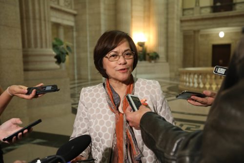 RUTH BONNEVILLE /  WINNIPEG FREE PRESS

Logan MLA Flor Marcelino talks to the media after the last session in the house before summer break Thursday.  



June 01, 2017