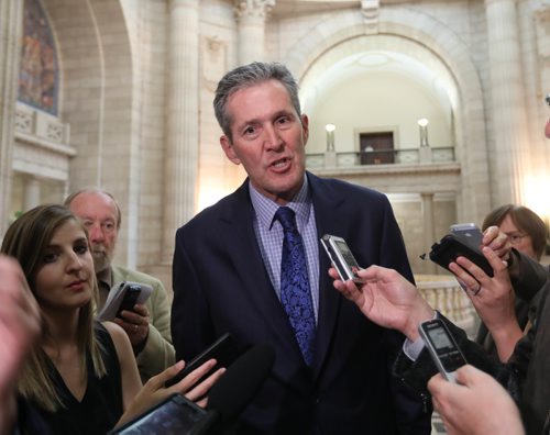 RUTH BONNEVILLE /  WINNIPEG FREE PRESS

Premiere Brian Pallister responds to questions from the media during scrum after the last session in the house before summer break at the Manitoba Legislative Building Thursday.  



June 01, 2017