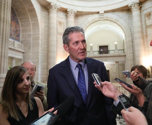 RUTH BONNEVILLE /  WINNIPEG FREE PRESS

Premiere Brian Pallister responds to questions from the media during scrum after the last session in the house before summer break at the Manitoba Legislative Building Thursday.  



June 01, 2017