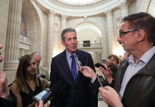 RUTH BONNEVILLE /  WINNIPEG FREE PRESS

Premiere Brian Pallister responds to questions from the media during scrum after the last session in the house before summer break at the Manitoba Legislative Building Thursday.  



June 01, 2017