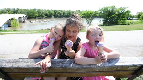 RUTH BONNEVILLE /  WINNIPEG FREE PRESS

Sisters enjoy eating Sargent Sunday ice-cream together at Assiniboine Park while spending time with family Friday afternoon. The temperature was so hot that the ice-cream starting melting down their cone before finishing.   Names of the sisters from a blended family are: L - R, Vada Kafka-Wolfe (4yrs), Santana Luna-Ashley (8yrs) and Melody Luna-Wolfe (5yrs).  



June 02, 2017