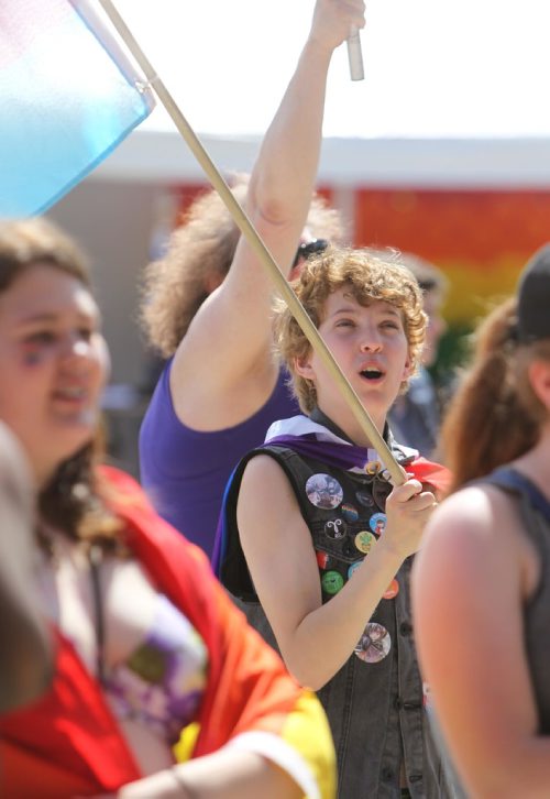 RUTH BONNEVILLE /  WINNIPEG FREE PRESS

People wave flags  during Pride Celebrations at the Forks stage area Saturday.



June 03, 2017