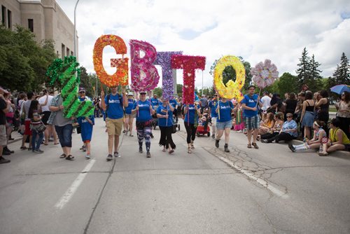 JEN DOERKSEN/WINNIPEG FREE PRESS
A number of organizations, community businesses, public servants and gay straight alliances had floats in Sundays 30th anniversary Pride Parade. Sunday, June 4, 2017.