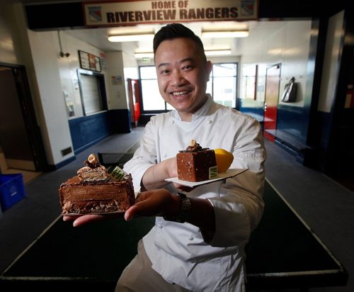PHIL HOSSACK / WINNIPEG FREE PRESS  -  INTERSECTION - "S Squared Patisserie" Chef Sophon Chhin poses with a few of his creations Monday at the Riverview Community Centre where he uses the kitchen to churn out sweet pasteries and more.   See Dave Sanderson story.  -  June 2, 2017