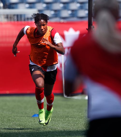 WAYNE GLOWACKI / WINNIPEG FREE PRESS

Team Canada women's soccer player Kadeisha Buchanan runs sprints at the teams practice IGF Tuesday. Taylor Allen story June 6  2017