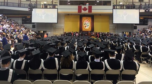 BORIS MINKEVICH / WINNIPEG FREE PRESS
University of Manitoba's 138th Annual Convocation at Investors Group Athletic Centre (IGAC), Fort Garry Campus. General shot of grads from the back of the house. June 8, 2017
