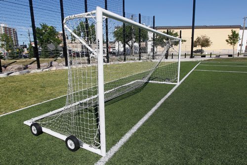 JOHN WOODS / WINNIPEG FREE PRESS
Unsecured portable soccer goal at Gordon Bell High School Monday, June 12, 2017. A few children have died when the goals fell on them as they swung or climbed on the posts